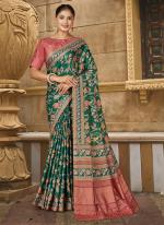 Gajji Silk Green Wedding Wear Hand Work Saree